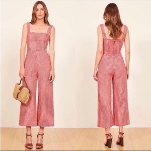 ❤️Reformation Red Gingham Jumpsuit Size 8